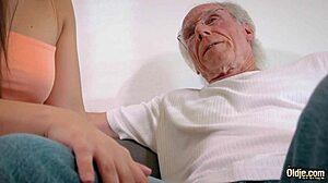 Pussy eating and deepthroat action in this grandpa and teenage girl video