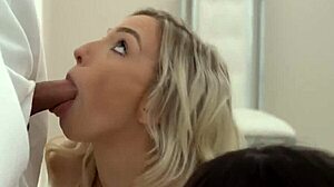 Blowjob and swallowing action in a threesome with Alison Rey and her blonde friends